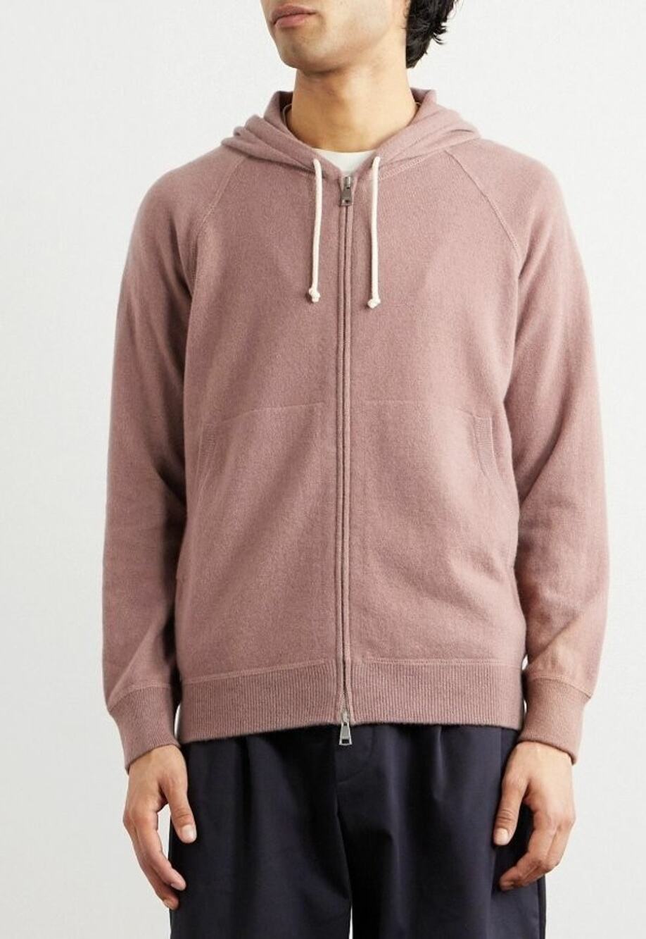 GHIAIA Sz XL Dusty Rose Mauve 100% Cashmere Hoodie Jacket Full Zip Cardigan NWT
